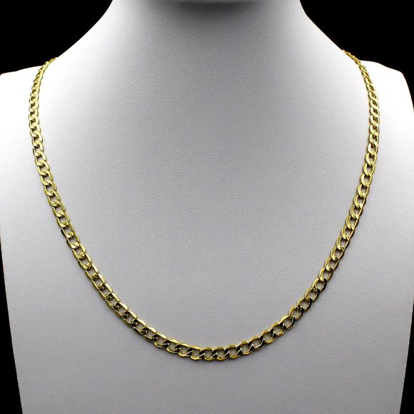 Real 10K Yellow Gold 2.5mm Cuban Link Chain Necklace 18" inch